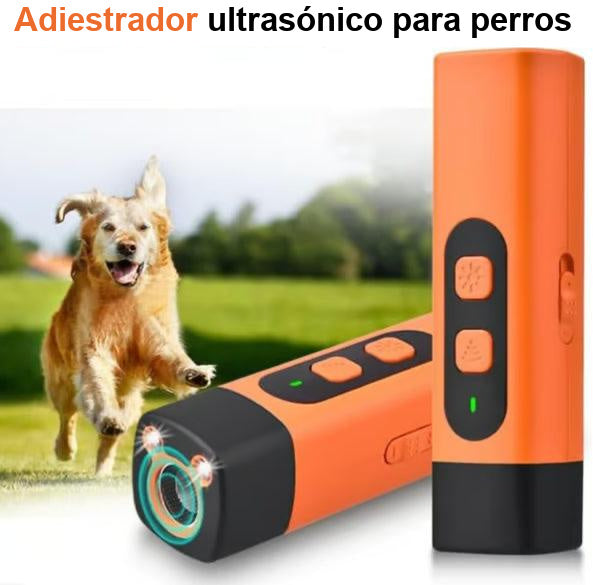 Dispositivo ultrasónico recargable para ahuyentar y adiestrar perros; disuasorio antiladridos con linterna LED (artículo para mascotas).