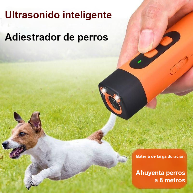 Dispositivo ultrasónico recargable para ahuyentar y adiestrar perros; disuasorio antiladridos con linterna LED (artículo para mascotas).