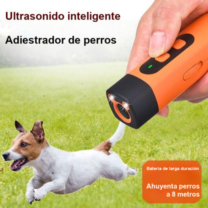 Dispositivo ultrasónico recargable para ahuyentar y adiestrar perros; disuasorio antiladridos con linterna LED (artículo para mascotas).
