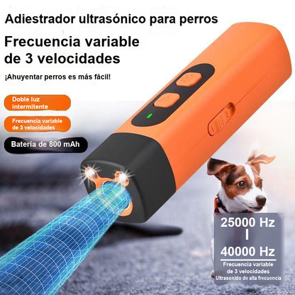 Dispositivo ultrasónico recargable para ahuyentar y adiestrar perros; disuasorio antiladridos con linterna LED (artículo para mascotas).